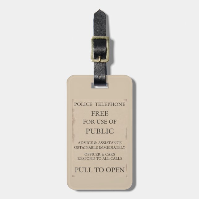 Police Public Call Phone Box Notice Luggage Tag (Front Vertical)