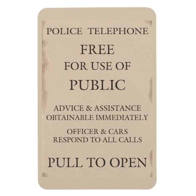 Police Public Call Phone Box Notice Magnet (Vertical)
