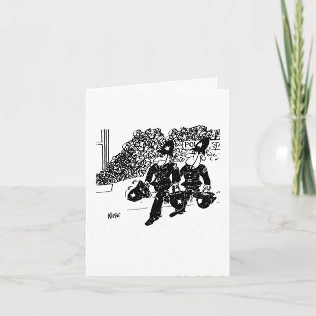 Police Putting Out a Fire with Water in Helmets Card (Front)