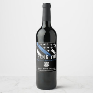 Police Retirement Anniversary Thin Blue Line Wine Label