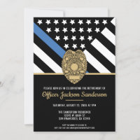 Police Retirement Blue Line Flag Law Enforcement