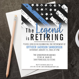 Police Retirement Blue Line Flag Law Enforcement Invitation