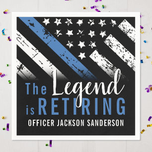 Police Retirement Blue Line Flag Law Enforcement Napkin