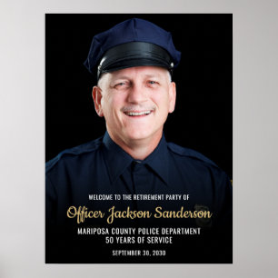 Police Retirement Blue Line Flag Photo Welcome Poster