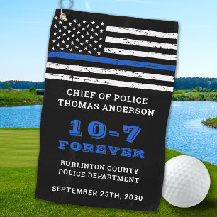 Police Retirement Gift Personalised Thin Blue Line Golf Towel