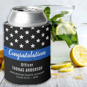 Police Retirement Graduation Party Thin Blue Line Can Cooler