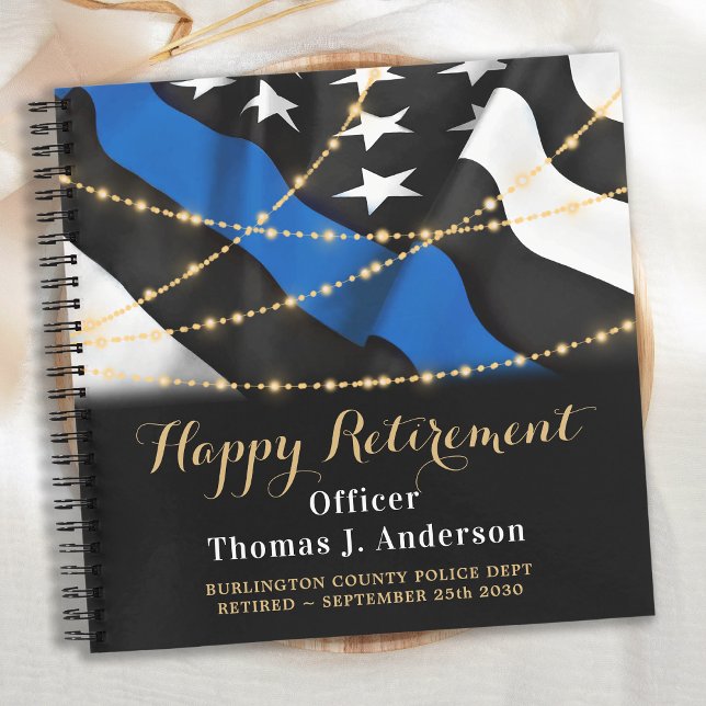 Police Retirement Guest Book Thin Blue Line Gold (Creator Uploaded)