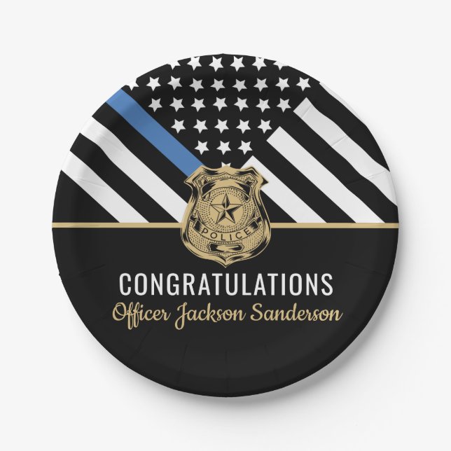 Police Retirement Law Enforcement Captain Sheriff Paper Plate (Front)