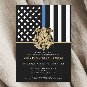 Police Retirement Law Enforcement Thin Blue Line Invitation