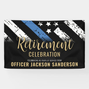 Police Retirement Party Blue Line Law Enforcement Banner