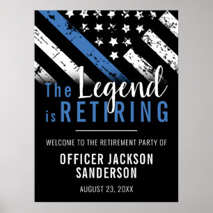 Police Retirement Party Blue Line Law Enforcement Poster