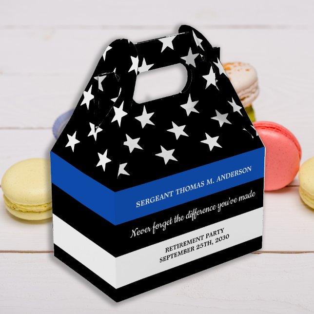 Police Retirement Party Custom Thin Blue Line Favour Box (Creator Uploaded)