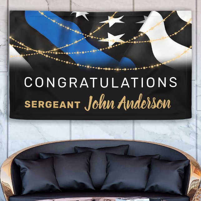 Police Retirement Party Gold Thin Blue Line Banner (Creator Uploaded)