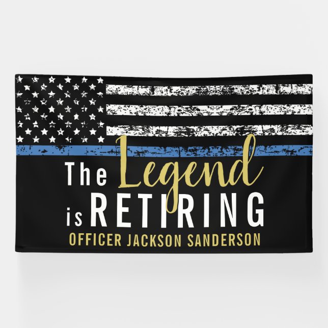 Police Retirement Party Law Enforcement Blue Line Banner (Horizontal)