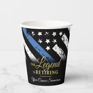 Police Retirement Party Law Enforcement Blue Line Paper Cups