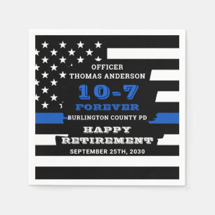 Police Retirement Party Personalise Thin Blue Line Napkin