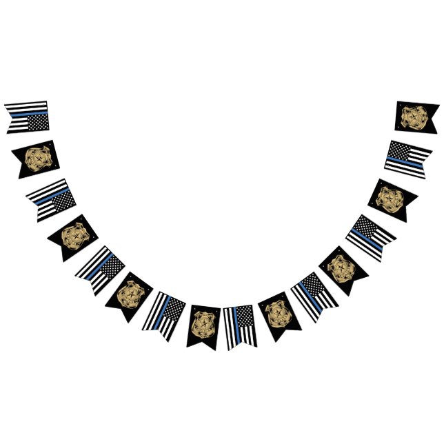Police Retirement Party Thin Blue Line Badge Bunting (All)