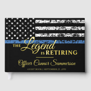 Police Retirement Party Thin Blue Line Flag Guest Book