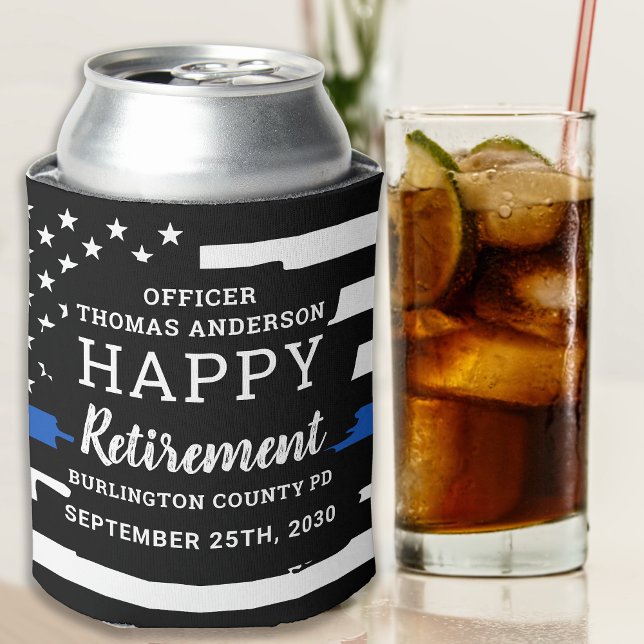 Police Retirement Personalised A Thin Blue Line Can Cooler (Creator Uploaded)