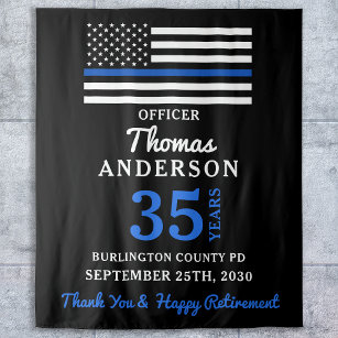 Police Retirement Personalised Thin Blue Line Tapestry