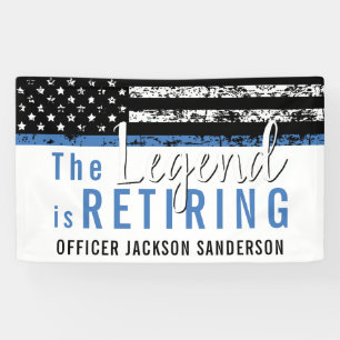 Police Retirement Thin Blue Line American Flag Banner