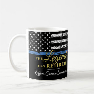 Police Retirement Thin Blue Line American Flag Coffee Mug