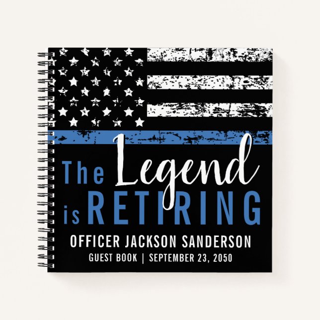 Police Retirement Thin Blue Line American Guest Notebook (Front)