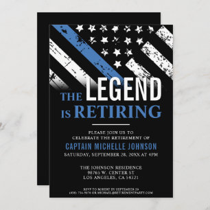 Police Retirement Thin Blue Line Flag Party Invitation