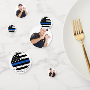 Police Retirement Thin Blue Line Flag Photo  Confetti
