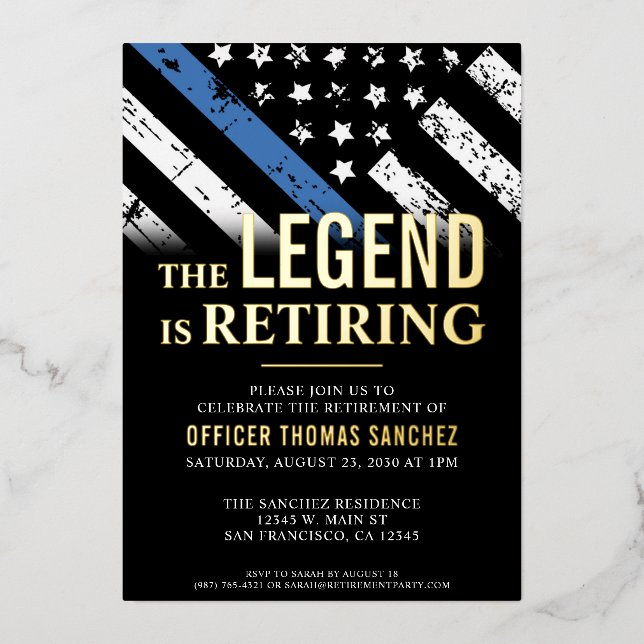Police Retirement Thin Blue Line Law Enforcement (Front)