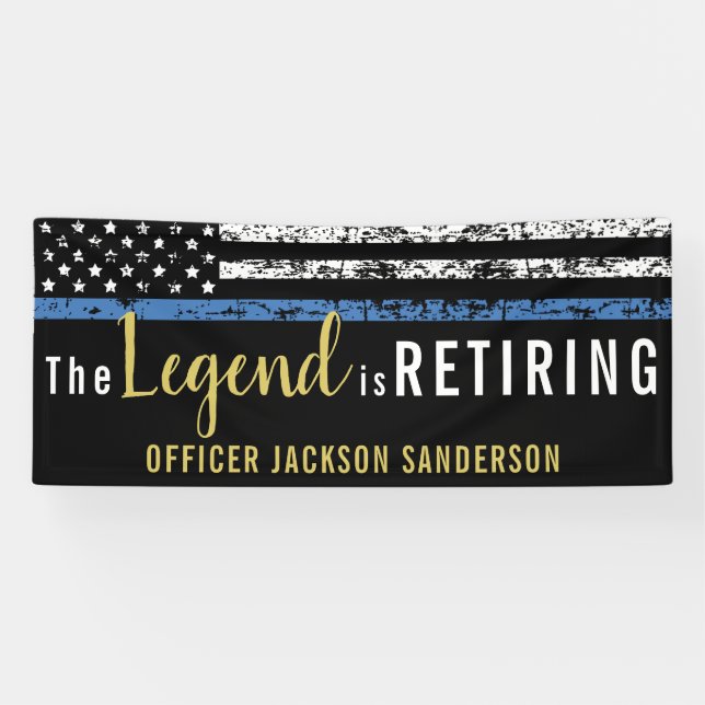 Police Retirement Thin Blue Line Law Enforcement Banner (Horizontal)