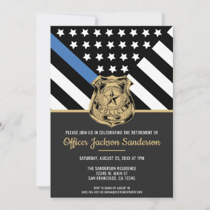 Police Retirement Thin Blue Line Law Enforcement Invitation