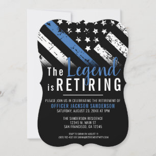Police Retirement Thin Blue Line Law Enforcement Invitation