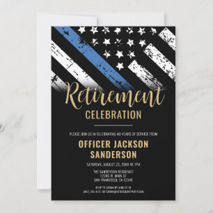 Police Retirement Thin Blue Line Law Enforcement Invitation