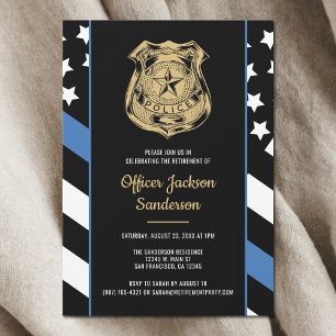Police Retirement Thin Blue Line Law Enforcement Invitation