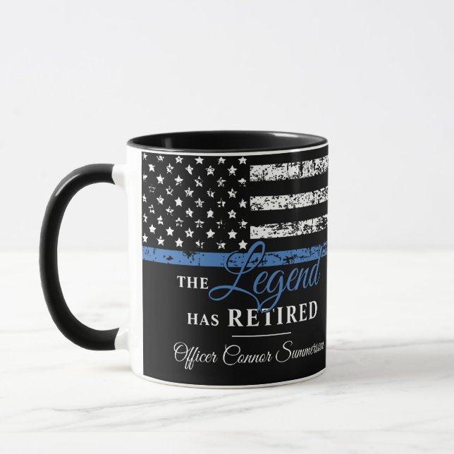 Police Retirement Thin Blue Line Law Enforcement Mug (Left)