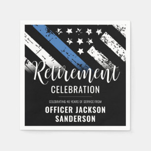 Police Retirement Thin Blue Line Law Enforcement Napkin