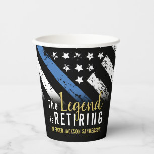 Police Retirement Thin Blue Line Law Enforcement Paper Cups