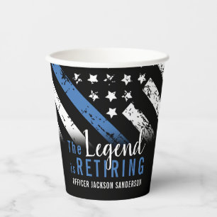 Police Retirement Thin Blue Line Law Enforcement Paper Cups