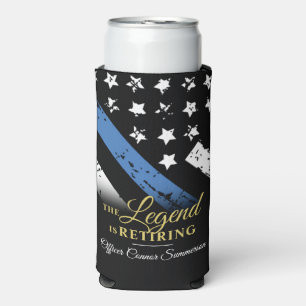 Police Retirement Thin Blue Line Law Enforcement Seltzer Can Cooler