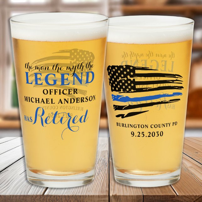Police Retirement Thin Blue Line Personalised  Glass (Creator Uploaded)