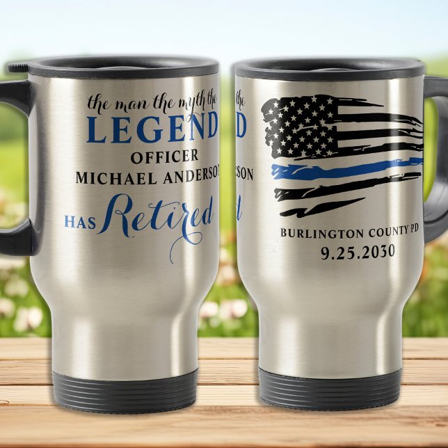 Police Retirement Thin Blue Line Personalised  Travel Mug (Creator Uploaded)