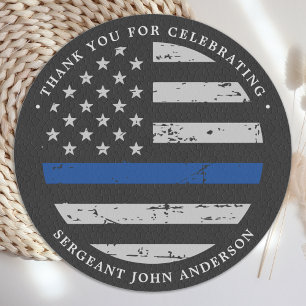 Police Retirement Thin Blue Line Thank You Classic Round Sticker