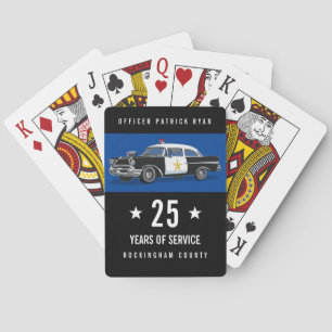 Police Retirement Vintage Police Car Monogram Name Playing Cards