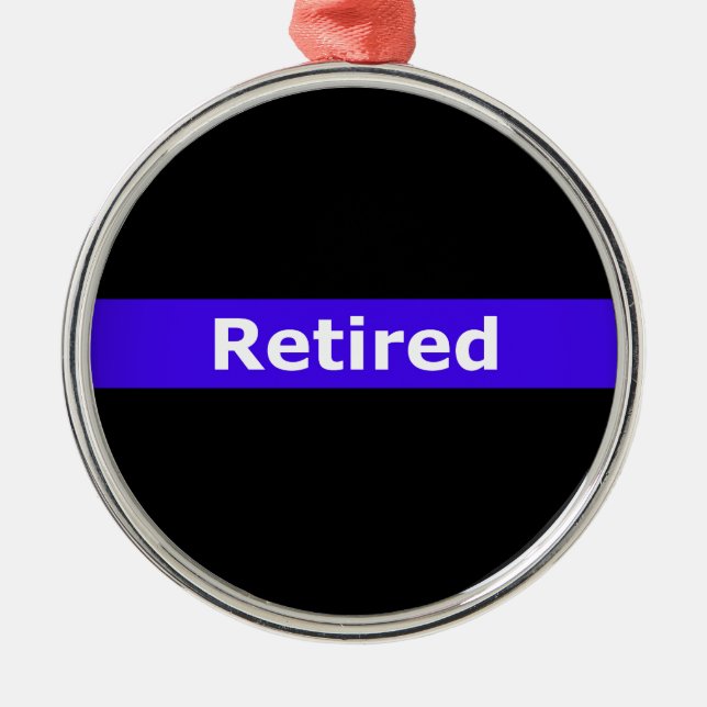 Police Retirted Thin Blue Line Metal Tree Decoration (Front)