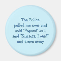 Police Rock Paper Scissors Funny Fridge Magnet