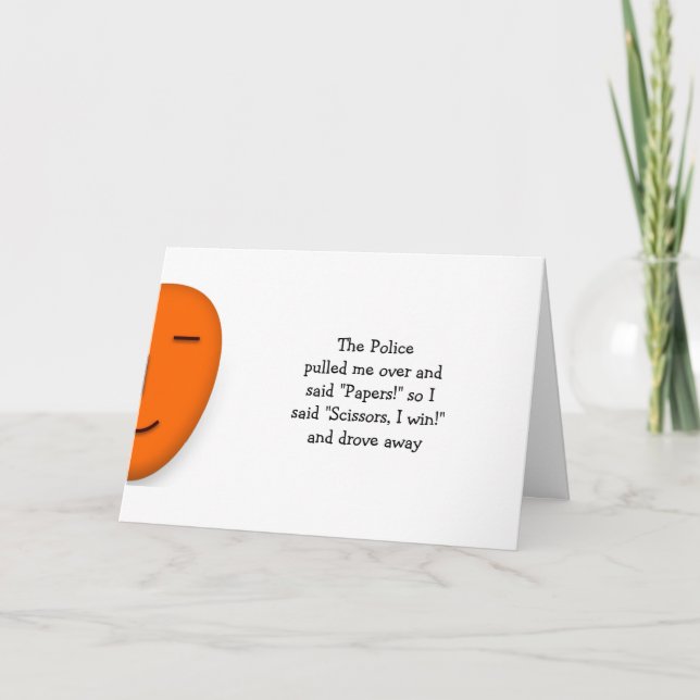 Police Rock Paper Scissors Funny Joke Humour Quote Card (Front)