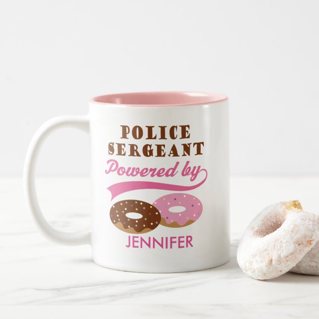 Police Sergeant Funny Personalised Gift Mug (With Donut)