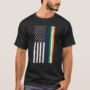 Police Sergeant Irish American USA Flag T-Shirt