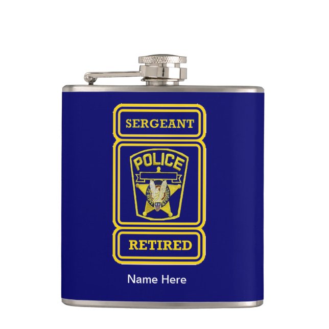 Police Sergeant Retired Badge Hip Flask (Front)